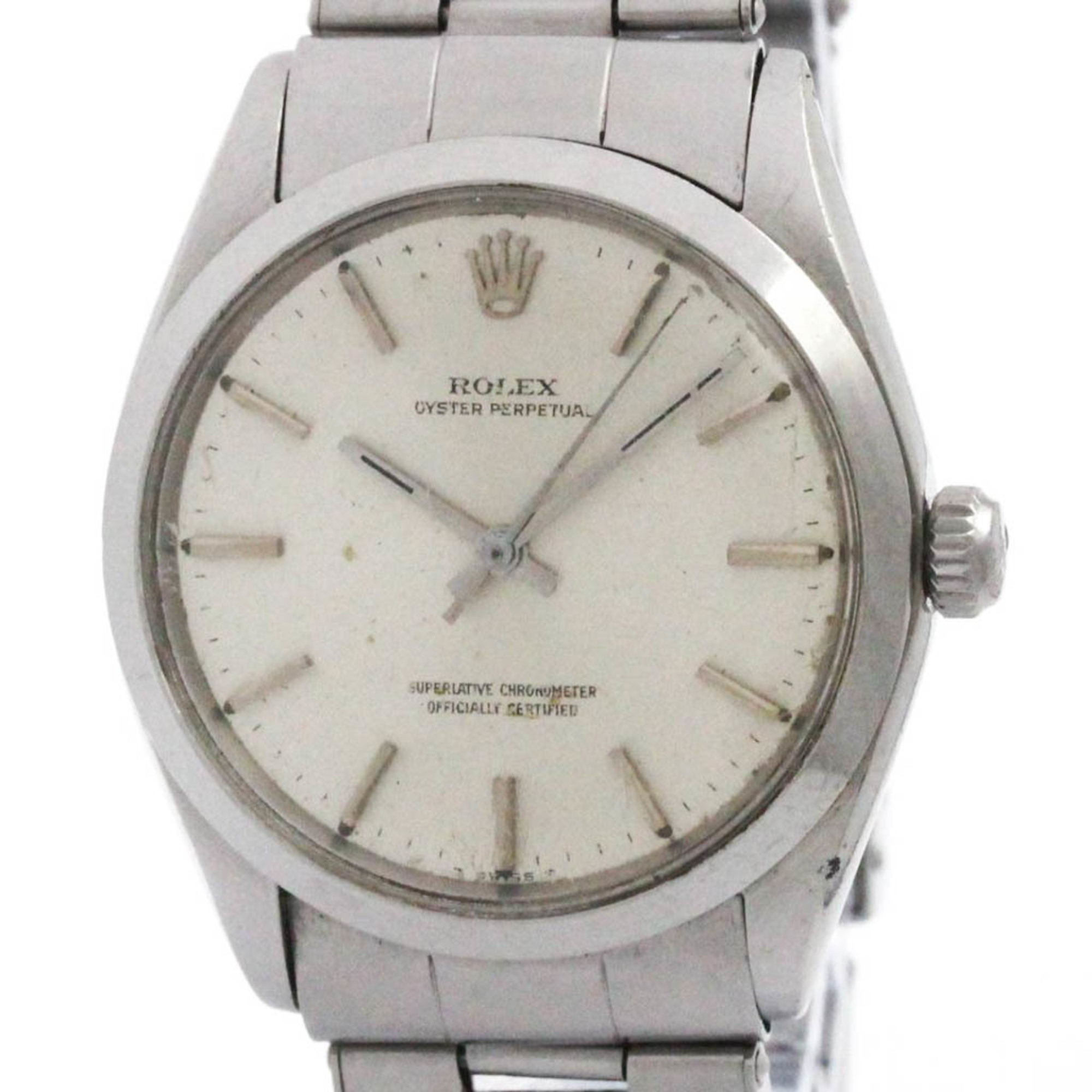 Rolex Oyster Perpetual 1002 Steel Automatic Mens Watch Vintage